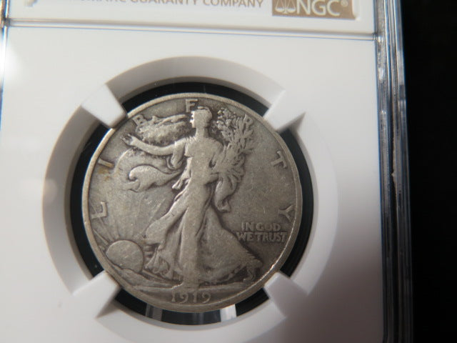 1919-D Walking Liberty Half Dollar.  NGC Graded F 12 Circulated Coin.  Store