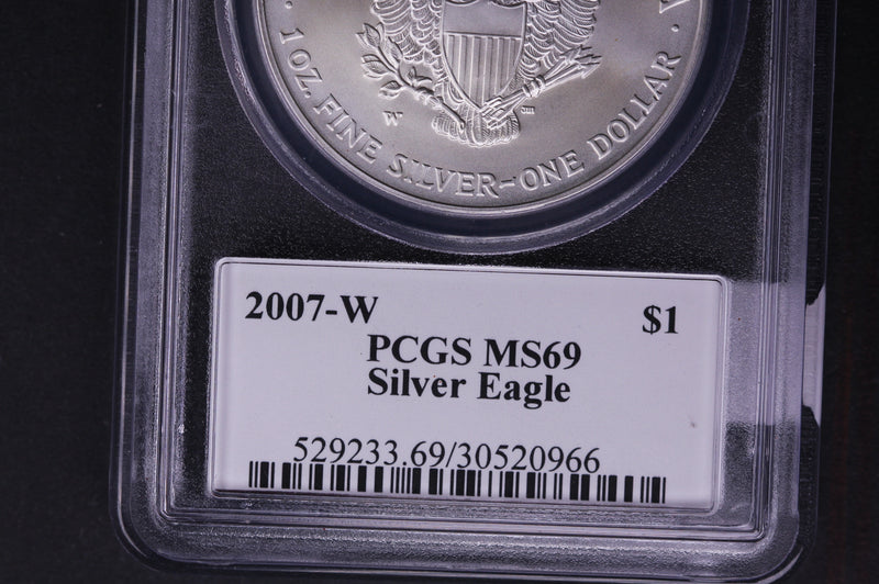 2007-W Silver Eagle $1. PCGS Graded MS-69 Un-Circulated Coin.  Store