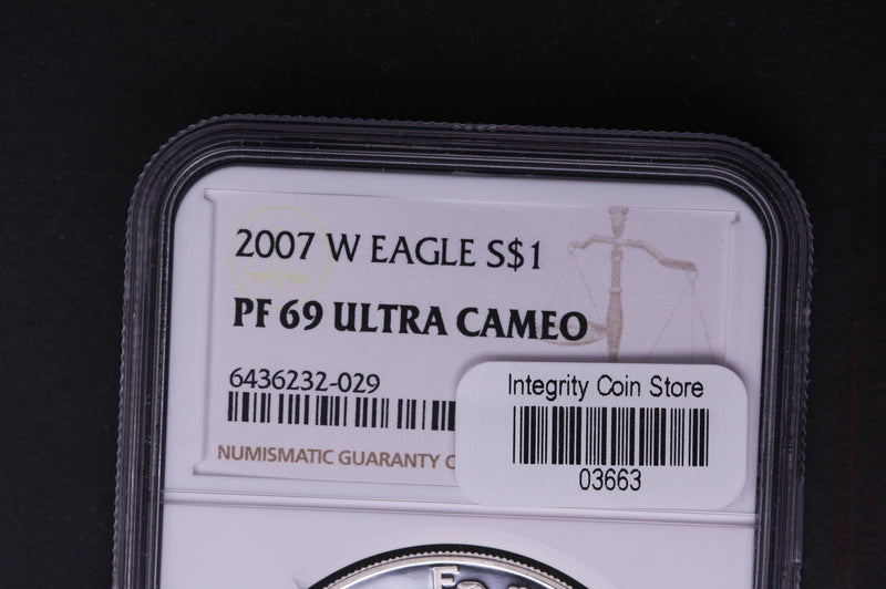 2007-W Silver Eagle $1. NGC Graded PF-69 Ultra Cameo.  Store