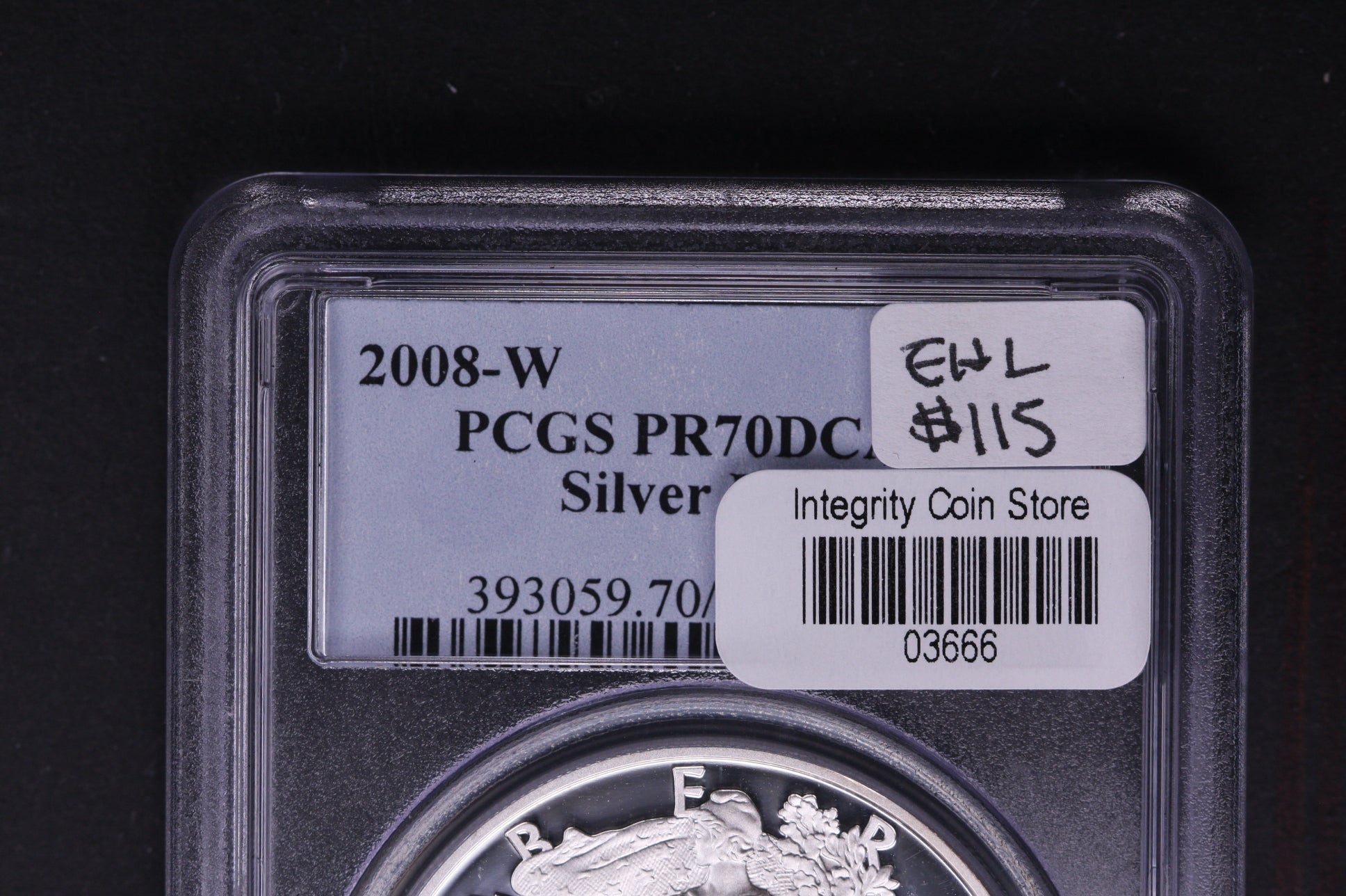 2008-W Silver Eagle $1. PCGS Graded PR-70 DCAM.  Store #AE0108
