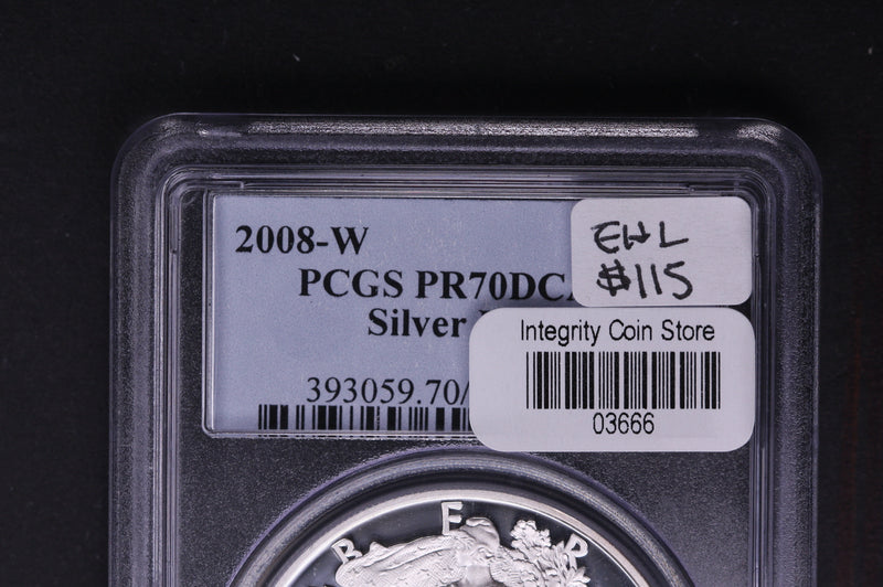 2008-W Silver Eagle $1. PCGS Graded PR-70 DCAM.  Store