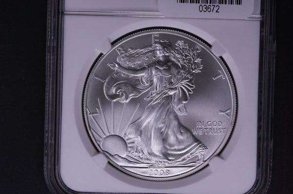 2008 Silver Eagle $1. NGC Graded MS-69 B.U. Strike.  Store #AE0115