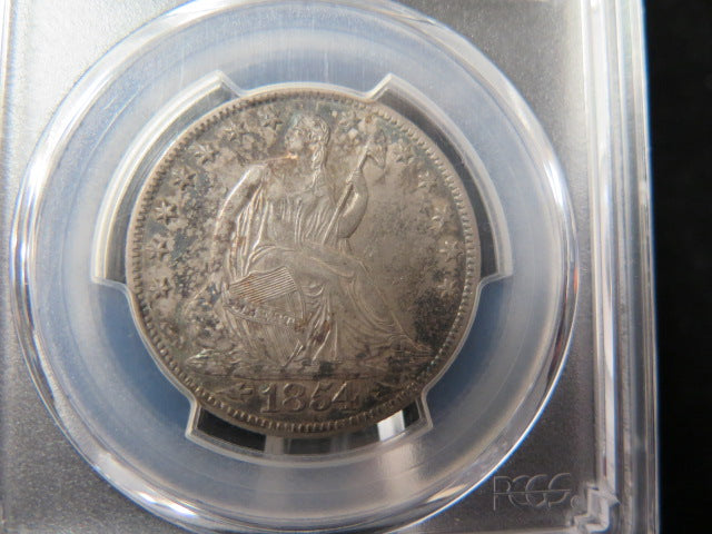 1854-O Seated Liberty Half Dollar, PCGS Graded AU50 Circulated Coin.  Store
