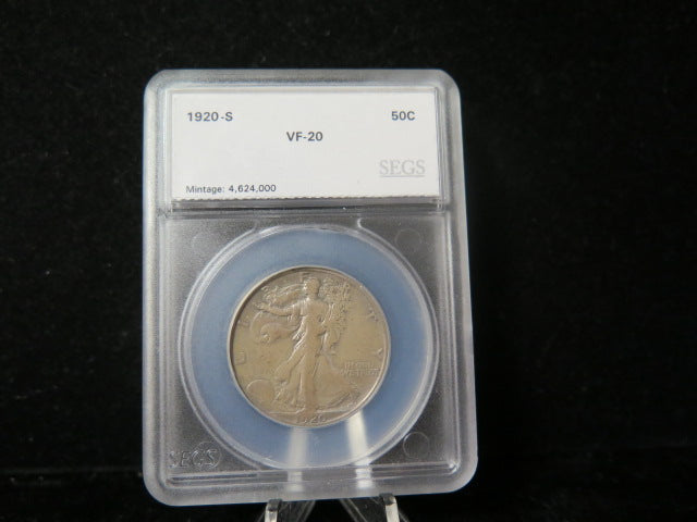 1920-S Walking Liberty Half Dollar.  Nice VF Coin.  Store # 03346