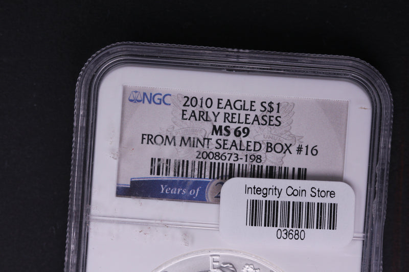 2010 Silver Eagle $1. NGC Graded MS-69 Early Releases.  Store