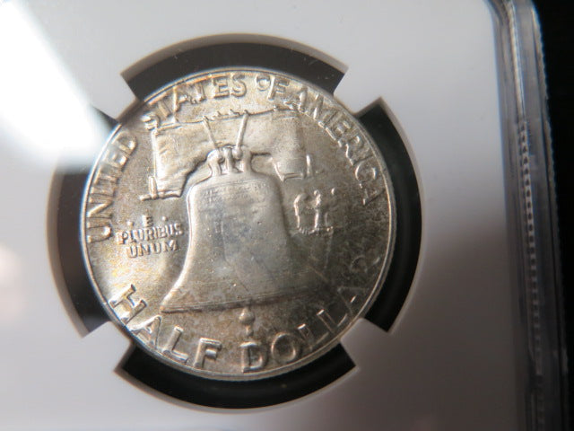 1954 Franklin Half Dollar, NGC Graded MS 63 FBL Uncirculated Coin, Store #03355