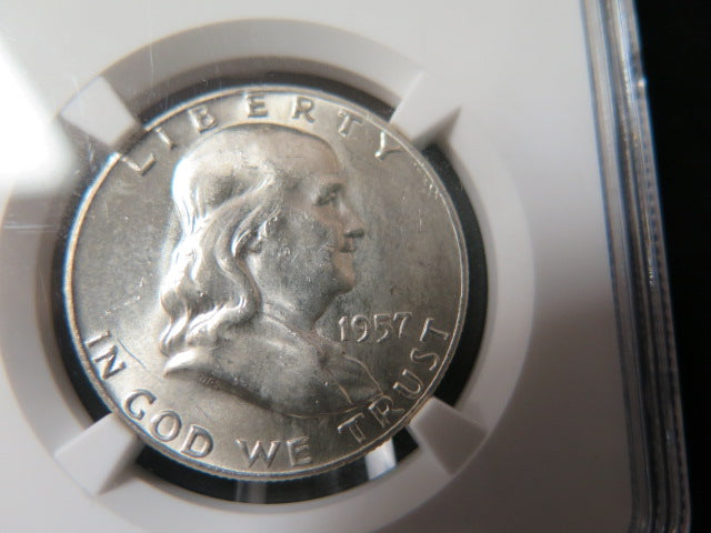 1957-D Franklin Half Dollar, NGC Graded MS 63 Uncirculated Coin, Store #03357