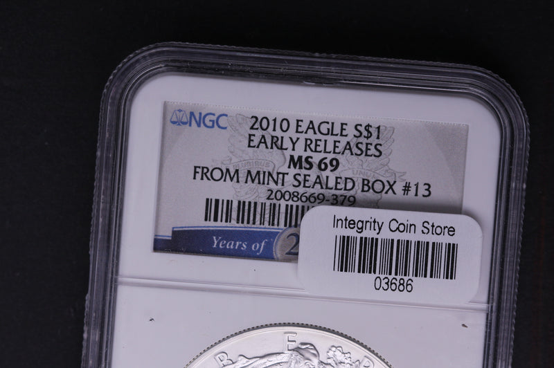 2010 Silver Eagle $1. NGC Graded MS-69 Early Releases.  Store
