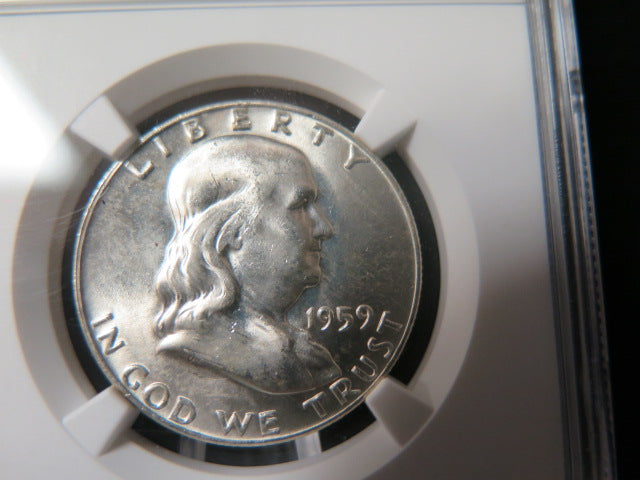 1959-D Franklin Half Dollar. NGC Graded MS 63 Coin, Store #03361