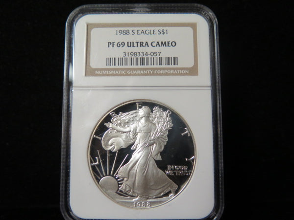 1988-S $1 Proof American Silver Eagle. NGC Graded PF69 Ultra Cameo. #03441