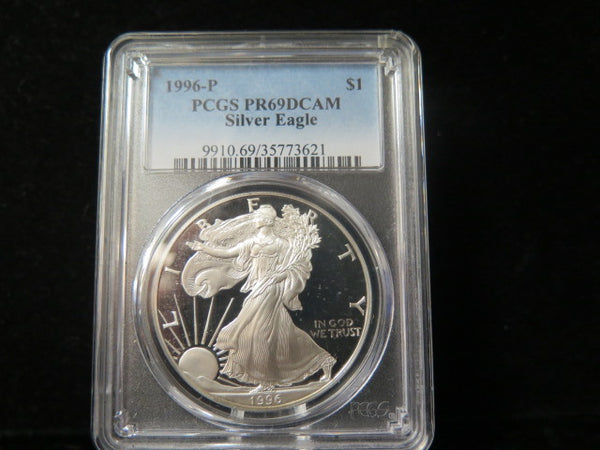 1996-P $1 Proof American Silver Eagle. PCGS Graded PR69 DCAM. #03446