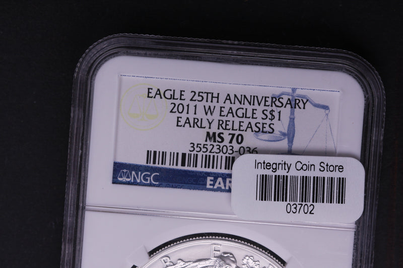 2011-W Silver Eagle $1. NGC Graded MS-70 Early Releases.  Store