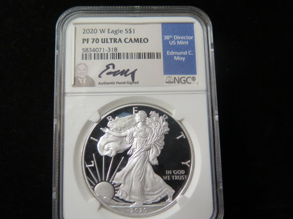 2020-W $1 Proof American Silver Eagle. NGC Graded PF70 Ultra Cameo. #03450