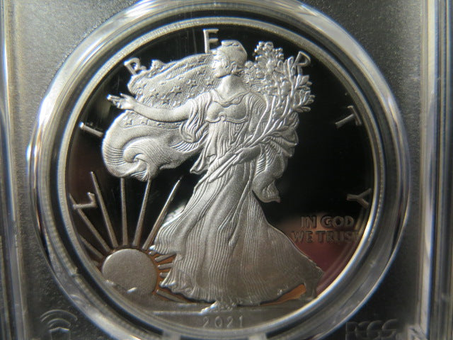 2021-W $1 Proof American Silver Eagle T-1. PCGS Graded PR70 DCAM.