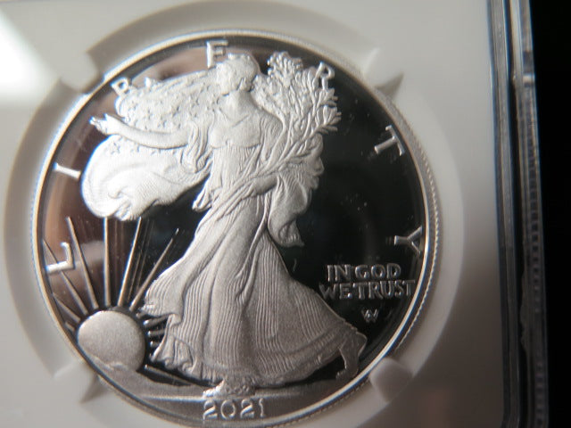 2021-W $1 Proof American Silver Eagle T-2. NGC Graded PF70 Ultra Cameo.