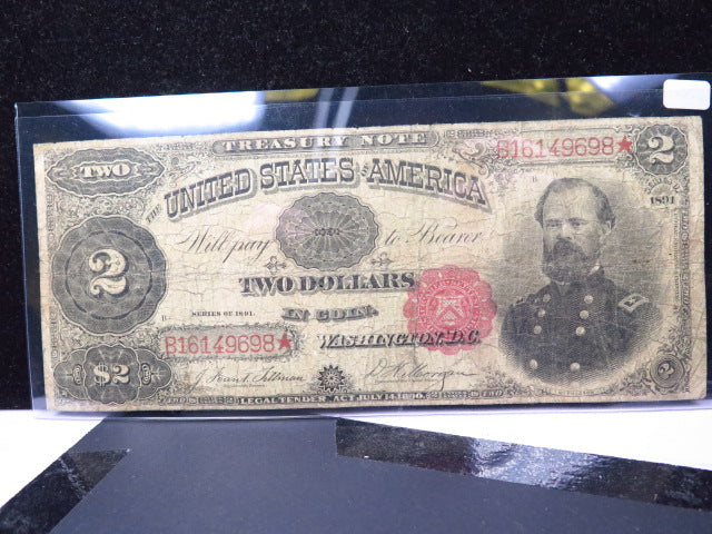 1891 $2 Treasury or Coin Notes, Affordable for Date. Coin Store #05676