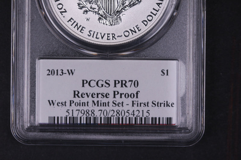 2013-W Silver Eagle $1. PCGS Graded PR-70 Reverse Proof.  Store