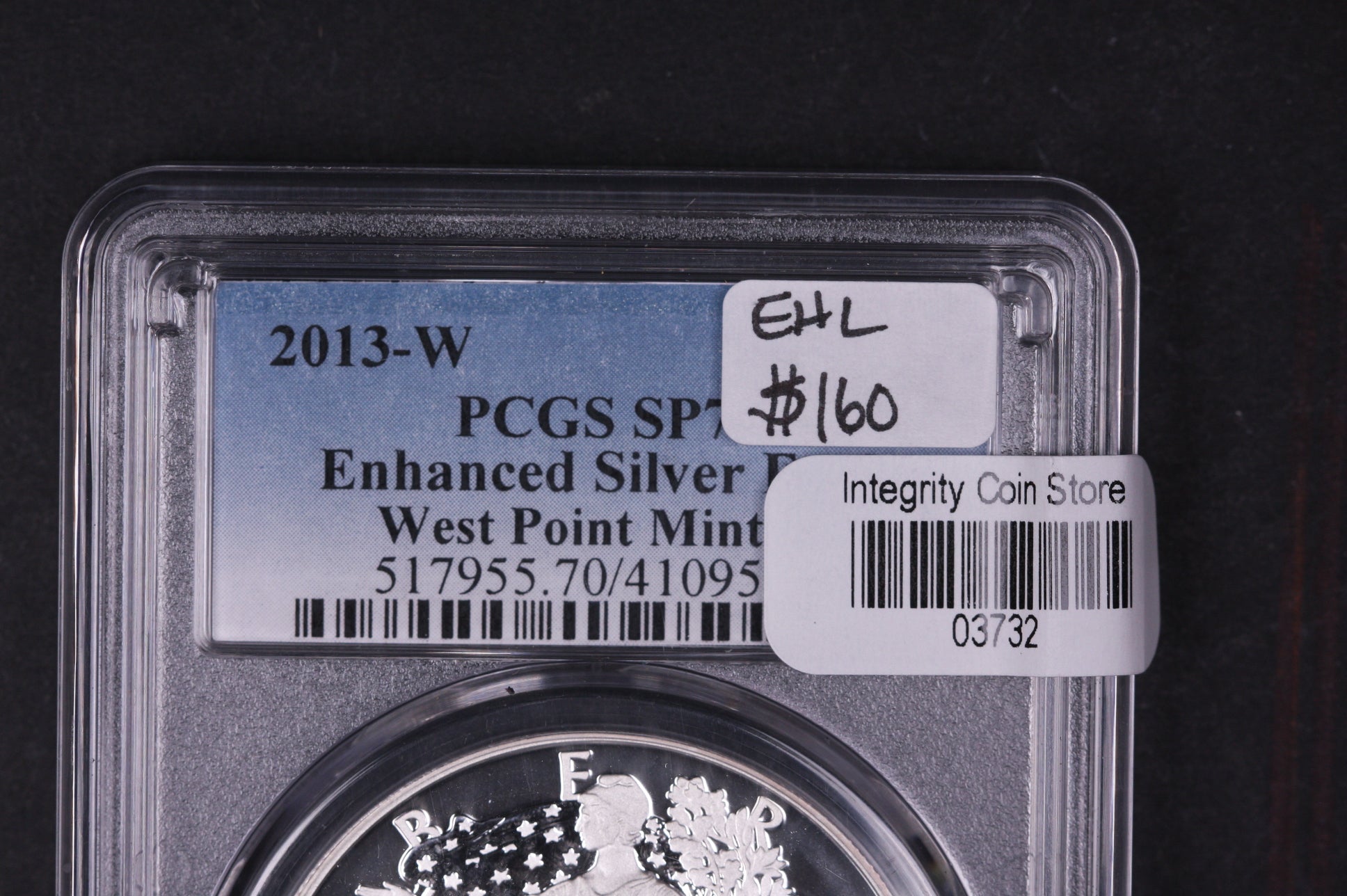 2013-W Silver Eagle $1. PCGS Graded SP-70 Enhanced Eagle, Store #03732