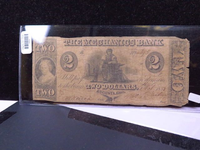 1858 $2 Obsolete Currency, The Mechanics Bank, Store