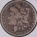 1884-S Morgan Silver Dollar, Fine Circulated Coin, Store