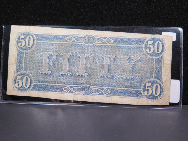 1864 $50 C.S.A. Civil War Era Currency. Southern States. Store