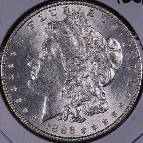 1886 Morgan Silver Dollar, Gem Mint State Uncirculated Coin, Store #DR0042
