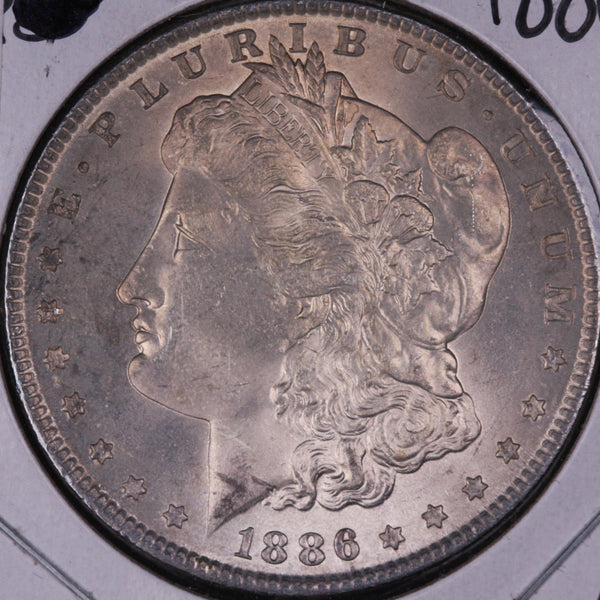 1886 Morgan Silver Dollar, Mint State Uncirculated Coin, Store #DR0308