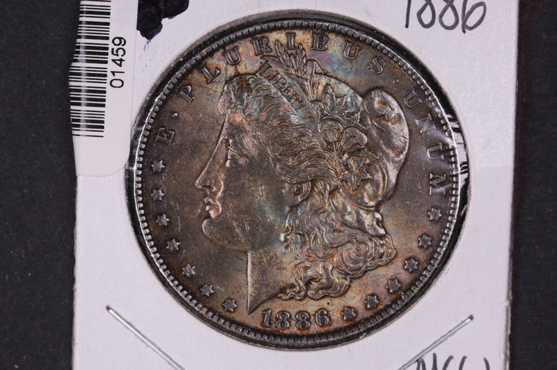 1886 Morgan Silver Dollar, Dark Blue Toned, UN-Circulated Store