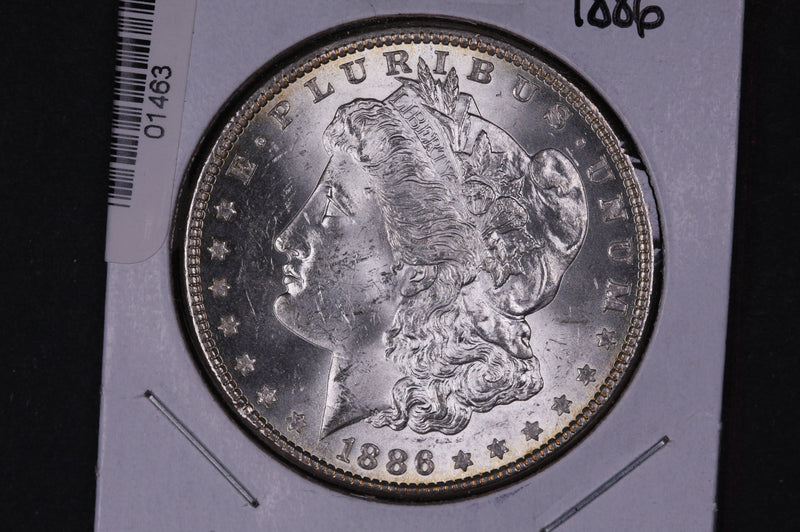 1886 Morgan Silver Dollar, Gem Brilliant UN-Circulated Coin. Store nr's 01462, 63, 64