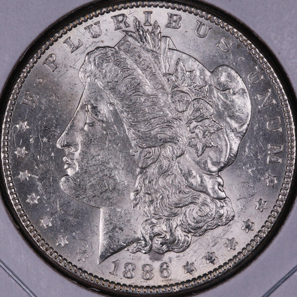 1886 Morgan Silver Dollar, Gem Mint State Uncirculated Coin, Store #DR0307