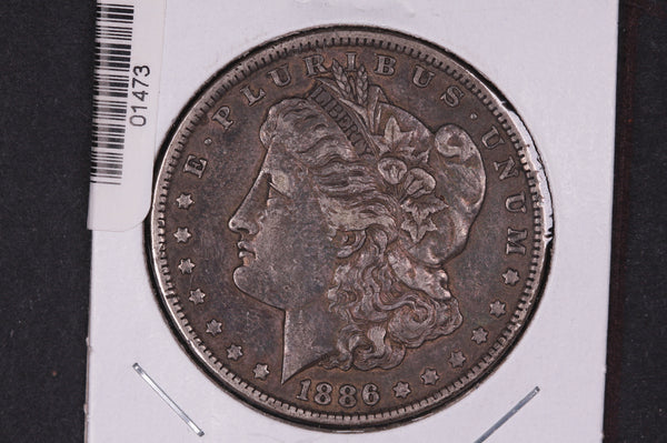1886-O Morgan Silver Dollar. Circulated Condition. Store # 01474, 80, 82, 76