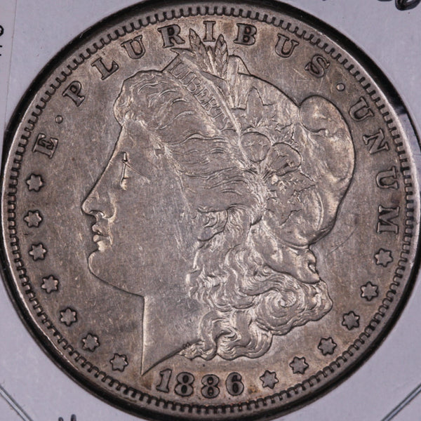 1886-S Morgan Silver Dollar, Extra Fine Circulated Coin, Store #DR0234