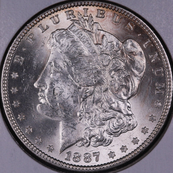 1887 Morgan Silver Dollar, Gem Mint State Uncirculated Coin, Store #DR0235