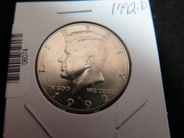 1992-D Kennedy Half Dollar. Modern Half. Gem UN-Circulated. Store