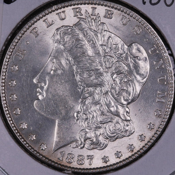1887 Morgan Silver Dollar, Gem Mint State Uncirculated, Store #DR0046