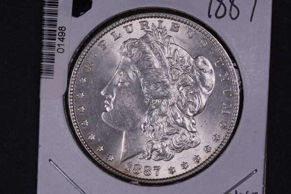 1887 Morgan Silver Dollar, Gem Brilliant UN-Circulated, Store #03843, 01500, 499, 486