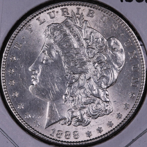 1888 Morgan Silver Dollar, Gem Mint State Uncirculated Coin, Store #DR0052