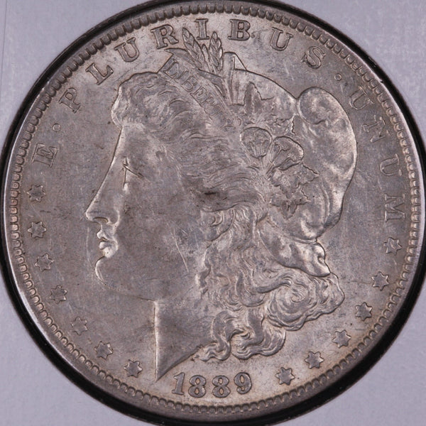 1889 Morgan Silver Dollar, About Uncirculated Coin, Store #DR0313