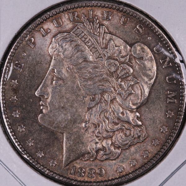 1889 Morgan Silver Dollar, About Uncirculated Coin, Store #DR0315