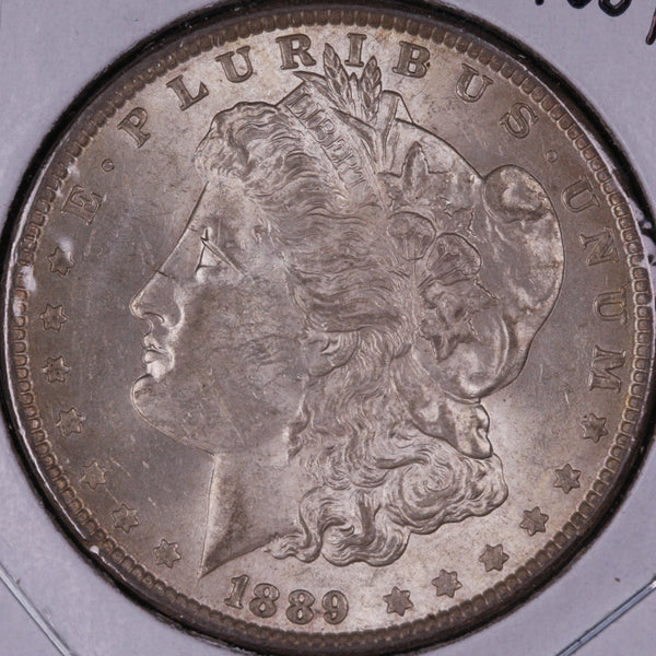 1889 Morgan Silver Dollar, Mint State Uncirculated Coin, Store #DR0318