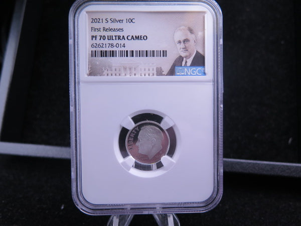 2021-S Roosevelt Silver Proof Dime, NGC Graded PF-70 Ultra Cameo, Store #10694