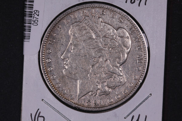 1891 Morgan Silver Dollar, Cull Circulated Coin. Store #05729