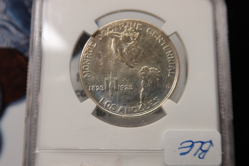 1923-S Monroe Commemorative Silver Half Dollar. NGC Graded MS64.