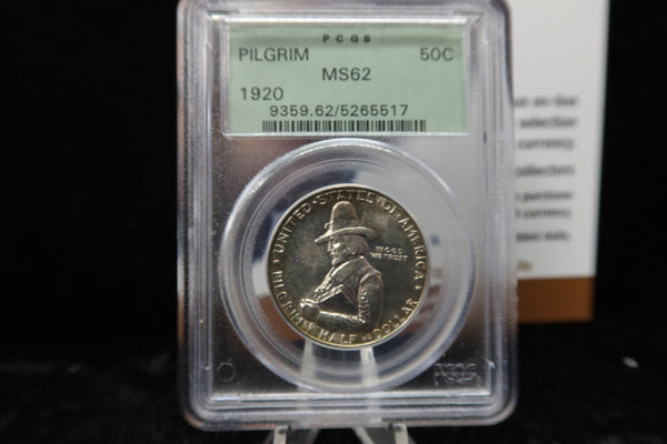 1920 Pilgrim Commemorative Silver Half Dollar. PCGS Graded MS62. # 08149