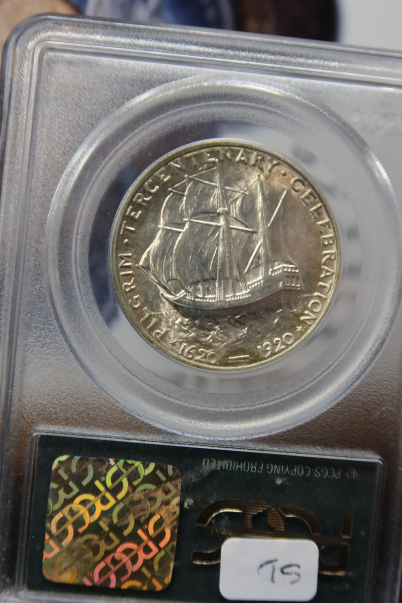 1920 Pilgrim Commemorative Silver Half Dollar. PCGS Graded MS62.