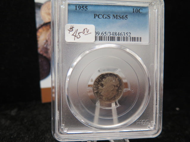 1955 Roosevelt Dime, PCGS MS65. Store