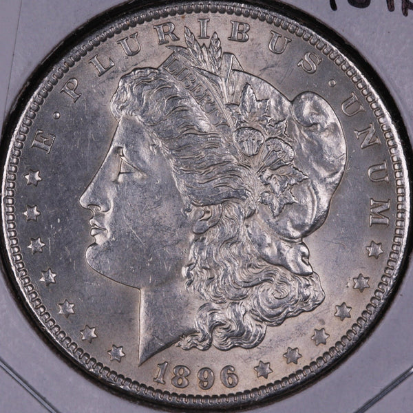 1896 Morgan Silver Dollar, About Uncirculated Coin, Store #DR0081