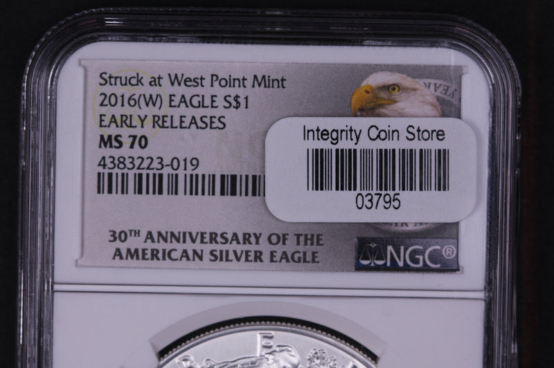 2016(W) American Silver Eagle. NGC Graded MS-70 Eagle 30th Anniversary. Store