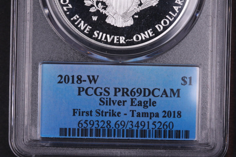 2018-W American Silver Eagle. PCGS Graded PR-69 DCAM.  Store