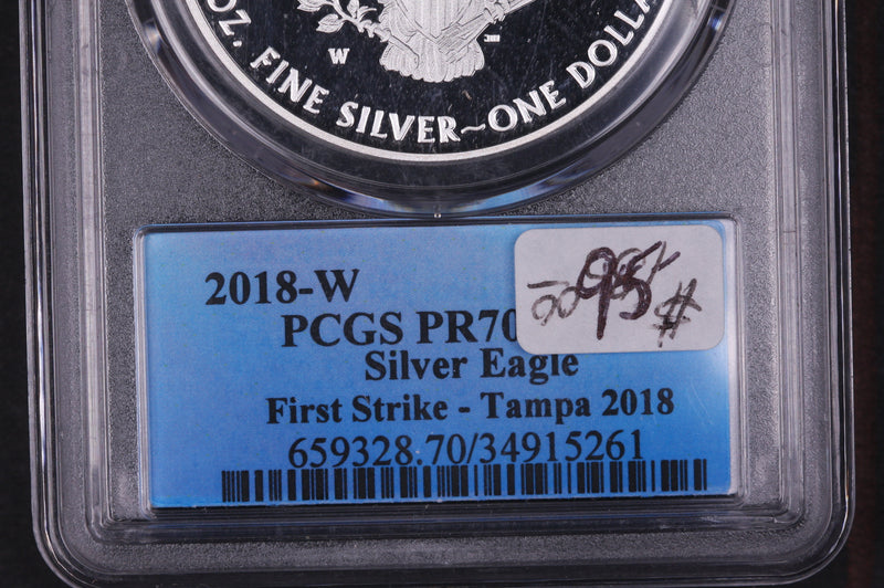 2018-W American Silver Eagle. PCGS Graded PR-70 DCAM.  Store